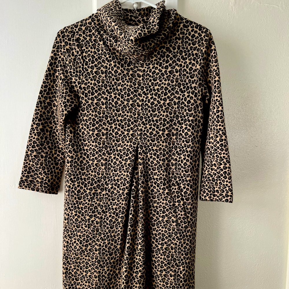 Women Tyler Boe Mock Neck Dress Animal Print Three quarter Sleeve Pockets